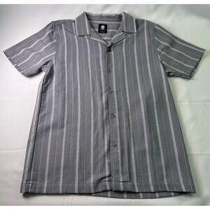 NEW Element Skateboards Men's M‎ Grey Striped Short Sleeve Camp Shirt $44 MSRP